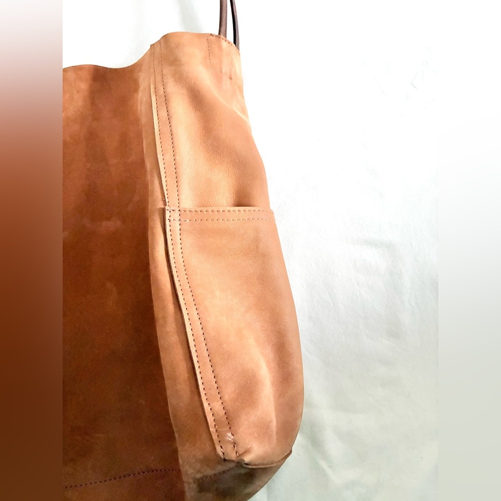 Rough & Tumble Made In Maine Deer Hide Leather Kiri Bag Slouchy Hobo Side Pocket - Picture 4 of 6